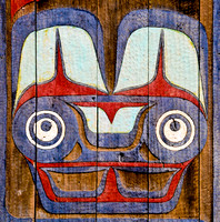 Detail of Clan House carved paintings, Totem Bight State Park, Ketchikan