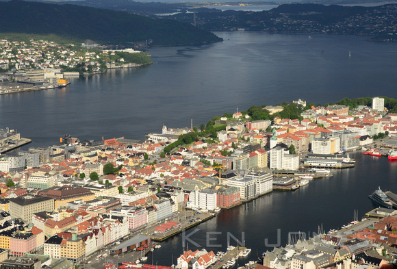Bergin, Norway from on high.
